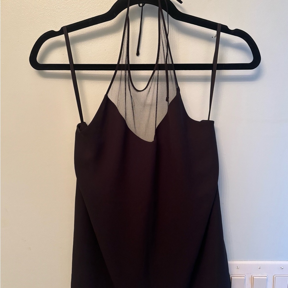 Babaton Elegant Black Camisole halter top with Sheer Neckline
